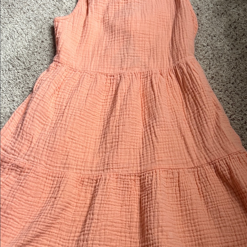 Girls Coral/ Peach Sleeveless Dress with Cutout in back - Size 6/6x - Picture 2 of 6